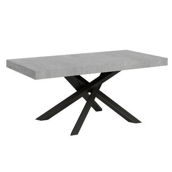 Mesa Extensible De 8 A 20 Personas, Patas Entrelazadas Gris Y Antracita L 180 A 440 Cm Artemis