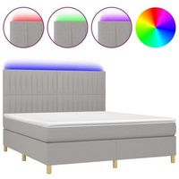 cama box spring colchon y luces led tela gris claro 160x200 cm vidaxl