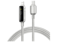 cable usb - baseus vipow usb-c a lightning 100 cm 20w 480 mbps con pantalla inteligente carga rapida resistencia extrema gris galaxy