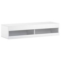 mueble tv blanco con iluminacion led suspendido 140 x 40 x 305 cm