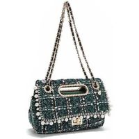 nicole lee bolso de mano bolso clutch estilo tweed con solapa verde para mujer