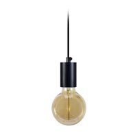 lampara de suspension  cilindro metal negro pantalla bombilla
