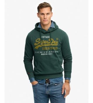 Superdry para hombre. M2014380A Sudadera con capucha Vintage Logo verde (XXL), Casual, Algodón