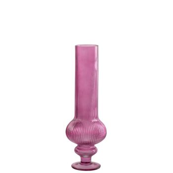 Jarrón > de cristal rosa, 13,5 x 13,5 x 40 cm