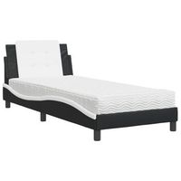 estructura de cama sin colchon zadar cuero sintetico negro y blanco 90x200 cm vidaxl