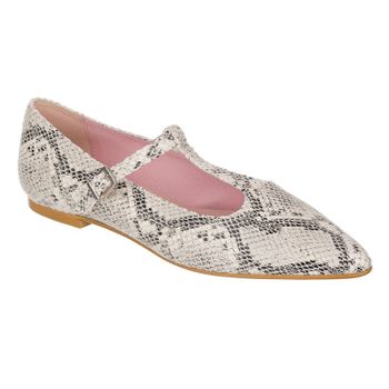 Bailarina serpiente beige hebilla T