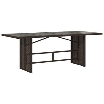 Mesa De Jardín | Mesa De Exterior Superficie De Vidrio Ratán Pe Marrón 190x80x74cm