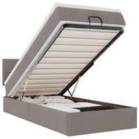 cama otomana con colchon tela gris pardo 100x200 cm vidaxl