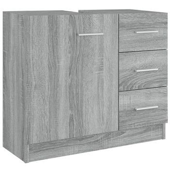 Mueble De Almacenaje | Armario Para Lavabo Madera Contrachapada Gris Sonoma 63x30x54cm