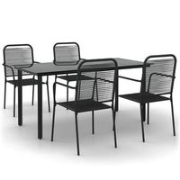 conjunto comedor jardin jardin 5 uds  mueble jardin mesa y sillas acero y cuerda de algodon negro