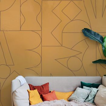 Papel pintado panorámico fragments, amarillo 255 x 250cm