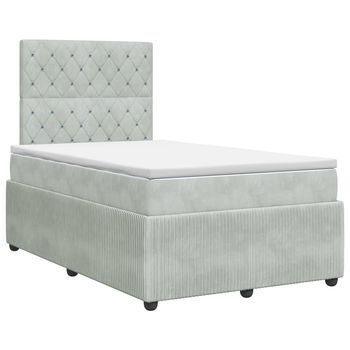 Cama Tapizada 200x120x140,5 Cm Terciopelo - Gris