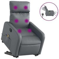 sillon de salon  silla  sillon de masaje elevable electrico cuero sintetico gris