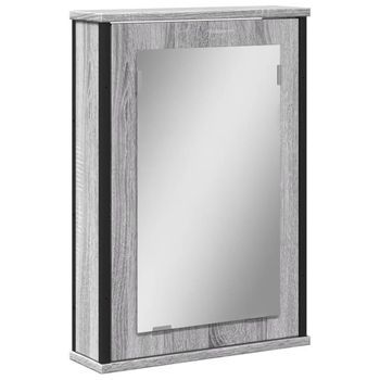 Armario Con Espejo De Baño Madera Gris Sonoma 42x12x60 Cm Vidaxl