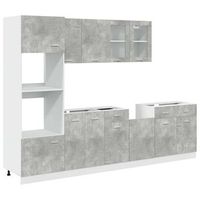 conjunto de armarios de cocina lyon de 7 piezas en madera de ingenieria gris hormigon vidaxl