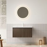 mueble de bano con lavabo - suspendido - contrachapado - roble marron 80x46x418cm