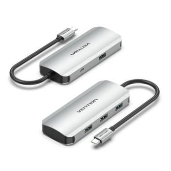 Hub Vention 5 puertos 5000Mbit/s TNAHB aluminio USB-C PD 4xUSB 3.2 Gen 1 + MicroUSB