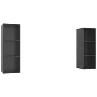 2 uds muebles tv de pared  mueble de salon  armario tv madera ingenieria gris brillo