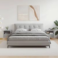 pack 2 uds mesita noche  mesa auxiliar  mesilla madera ingenieria gris hormigon 40x35x475cm cfw69261