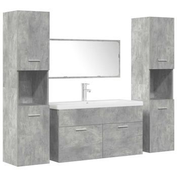 Set Muebles De Baño 5 Piezas Madera Ingeniería Gris Hormigón Vidaxl