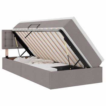 Cama Con Almacenamiento Y Colchón Taupé 100 X 200 Cm Terciopelo Vidaxl