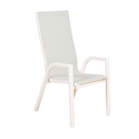sillon de exterior respaldo alto  aluminio y textilene color blanco envejecido 112x65x56