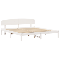 cama matrimonial  cama doble  estructura de cama con cabecera blanca 180x200 cm madera solida de pino cfw18287
