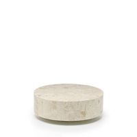 mesa de centro redonda 1 85 x 85 x 28 h en piedra fosil beige