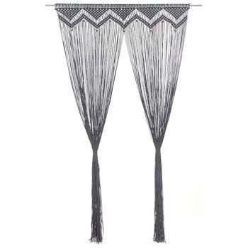 Cortina De Macramé Algodón Gris Antracita 140x240 Cm Vidaxl