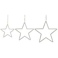 conjunto de 3 decoraciones de pared led metal plateado forma de estrella kunnari