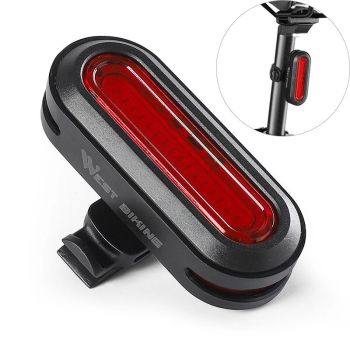 WEST BIKING 60LM Luz trasera de bicicleta 1000 m de visibilidad recargable por USB con ajuste de rotación de 360° 6 modo