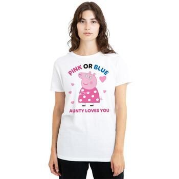 Dessins Animés Camiseta Pink Or Blue Aunty Pig Loves You para mujer