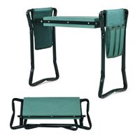 costway reclinatorio y banco de jardineria con 2 bolsillos para herramientas y almohadillas en espuma eva proteger rodillas verde 58 x 275 x 49 cm