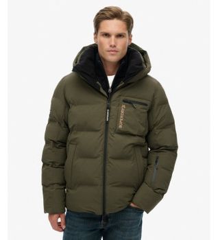 Superdry para hombre. MS110188A Chaqueta Ski Sports Washed verde (L), Casual, Nieve, Sostenible, Nylon reciclado