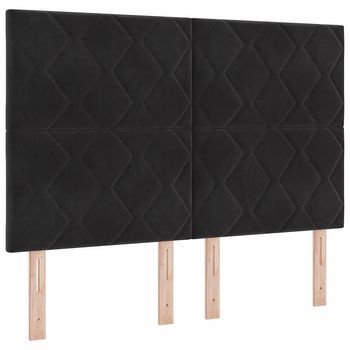 Cabecero Montaje En La Pared Geométrico Negro 160 Cm Terciopelo