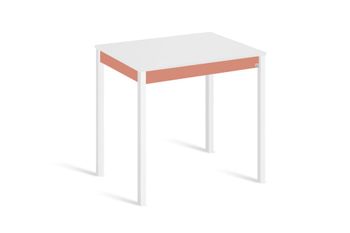 Mesa de cocina alta fija 100x60 cm salmón pata blanco