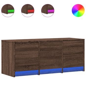 Mueble De Tv | Mueble De Salón | Gabinete De Tv Led Madera Ingeniería Marrón Roble 97x34x40 Cm