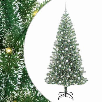 Árbol De Navidad Artificial Nevado Con Luz Led Verde Y 210 Cm Vidaxl
