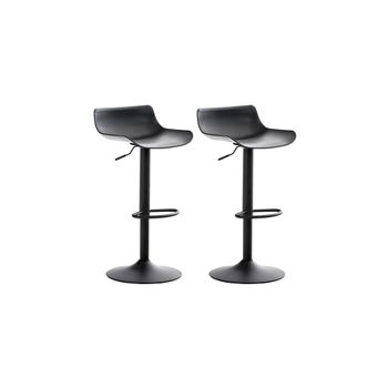 Set de 2 Taburetes de bar regulable en Plástico Negro