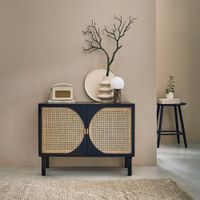 aparador de mango macizo negro y rejilla de 100 cm
