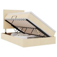 cama con almacenamiento y colchon crema 120 x 200 cm tela vidaxl