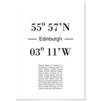 panorama cuadro de aluminio coordenadas ciudad de edimburgo 70x100 cm