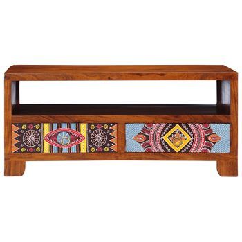 Mesa De Centro 90x50x40 Cm Madera Maciza De Acacia Con Acabado Marrón Miel - Marrón