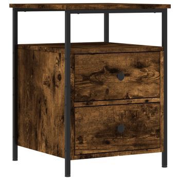 Mesita De Noche | Mesa Auxiliar | Mesilla Madera De Ingeniería Roble Ahumado 44x45x60 Cm