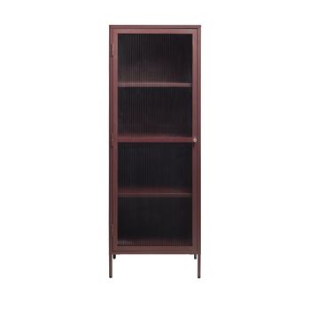 Armario con 1 puerta de vidrio estriado y metal h160cm - burdeos