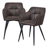 set de 2 sillas de comedor birmingham con reposabrazos 81x57x53 cm - marron oscuro encasa