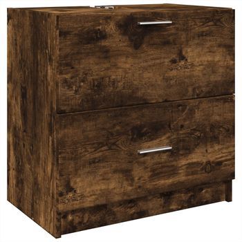 Armario De Lavabo | Mueble De Lavabo Madera Ingeniería Roble Ahumado 59x37x59 Cm