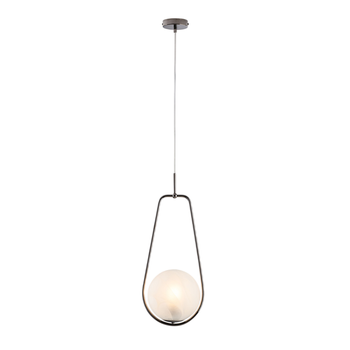 Lámpara Colgante Afrodita En Hierro Cromado Negro 1 Luz Con Esfera Dm.20 159 Ø24 Bl286-s1-nr
