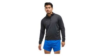 Camiseta 1 4 zip hoka glidetech negra  hombre