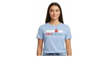 Camiseta de manga corta ironman 70 3 aix en provence azul cielo para mujer